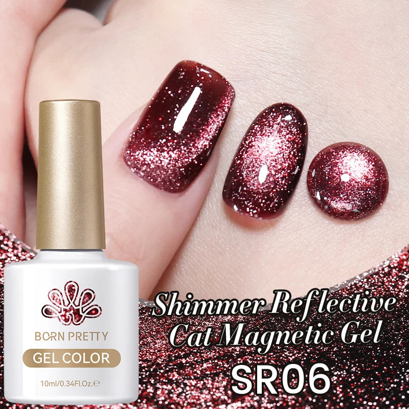 BORN PRETTY 10ml Silver Water Light Cat Magnetic Gel Nail Polish Nail Supplies Vernis Semi Permanent Gel for Fall Winter Nails