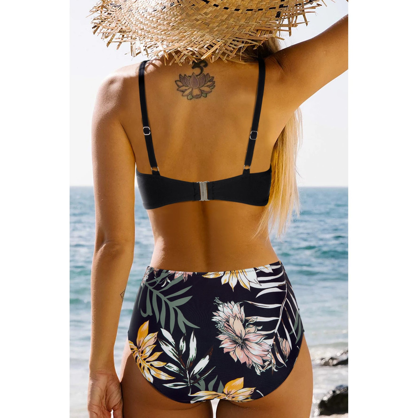 Lace-Up High-Waist Bikini Set
