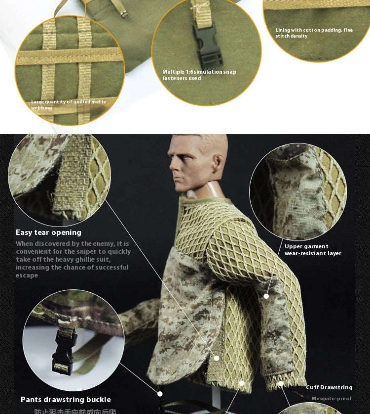 Jungle Sniper 1/6 Soldier Model - Joint Movable Special Forces Doll Handmade Military Action Figure Tactical Collectible Toy