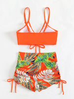 2025 High Waist Drawstring Front Bikini Set – Women's Swimsuit Swimwear Beachwear