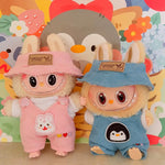 Labubu Doll Fashion Set Cute White Shirt Hat Animal Overalls Doll Clothes Accessory Gift for 17cm Doll