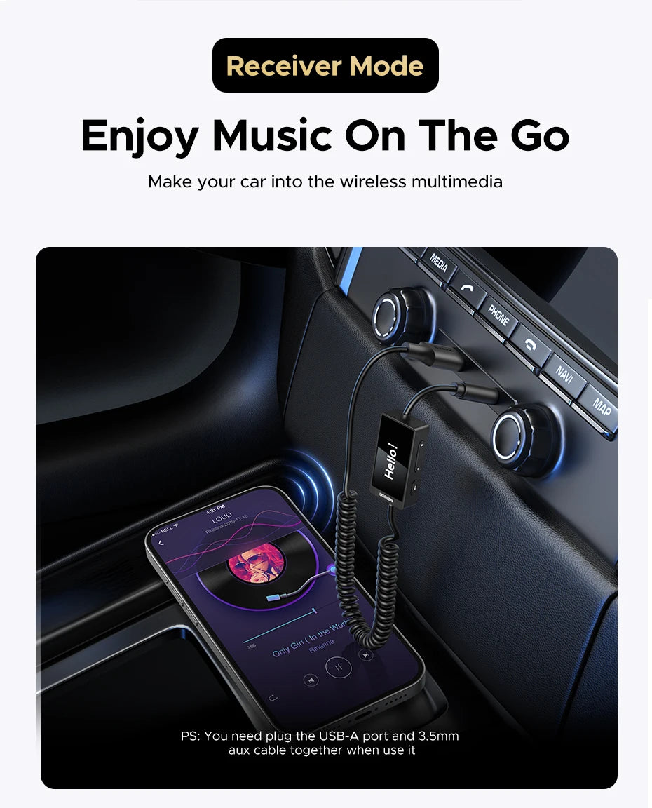 【 RU】UGREEN Bluetooth5.4  3.5mm Jack Audio OLED Display for Home Stereo Car