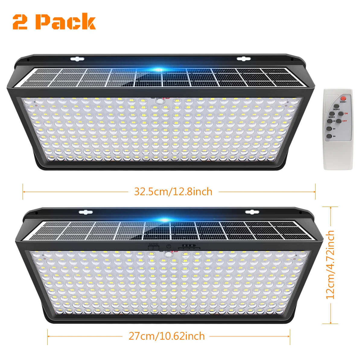 Super Bright Solar Wall Lamp with 3-Mode Solar Powered Flood Lights, IP65 Waterproof for Outdoor Yard and Street