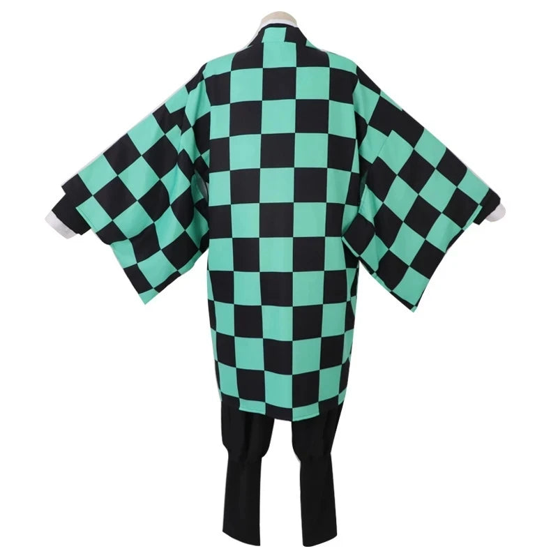 Anime Demon Slayer Kamado Tanjirou Cosplay Costume Kimetsu No Yaiba Cartoon Costume Sutis Wigs Halloween For Kids Adult CosParty