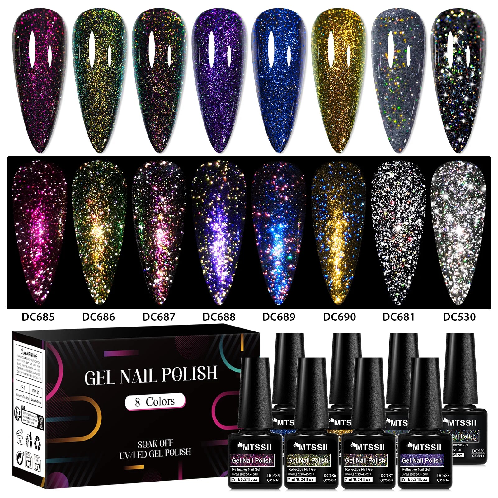 12pcs Glitter Gel Nail Polish Set Sparkling Glitter Semi Permanent Soak Off UV Gel Varnish Nail Manicure With Box Nail Supplies