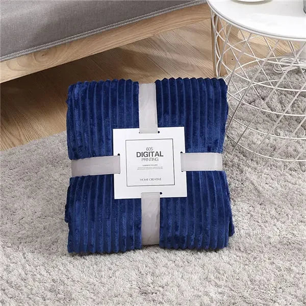 Striped Flannel Blankets For Beds Solid Pink Blue Color Soft Warm Mink Throw Sofa Cover Bedspread Beach Airplane Travel Blankets