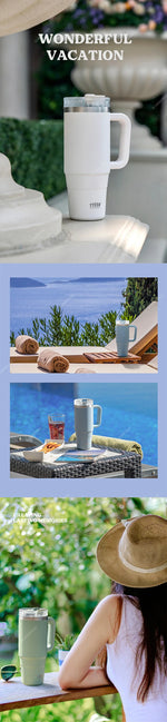 Tyeso 900/1200ML Tumbler Bottle Stainless Steel Car Mug With Handle Straw Thermal Iced Travel Vacuum Insulated Coffee Hot Cup