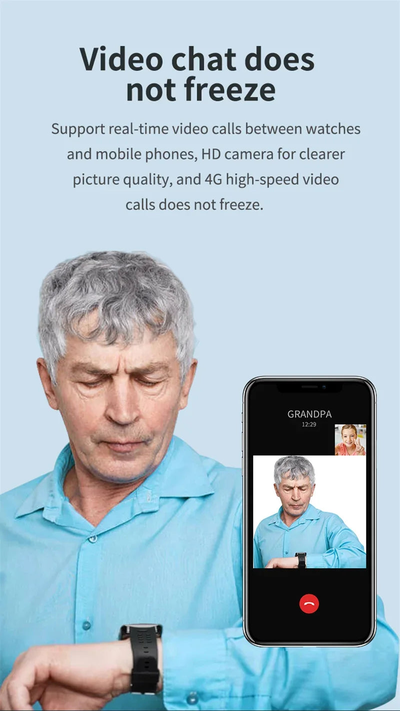 4G Elderly Smart Watch GPS Tracker Video Call SOS Heart Rate Monitoring IOS Android GPS+WIFI+LBS Positioning Smart Clock FA66S