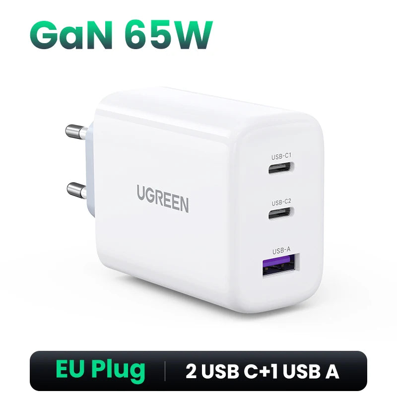 UGREEN 65W PD Charger Quick Charge 4.0 3.0 Type C PD USB Charger for iPhone 16 15 14 Pro Max Fast Charger For Laptop PD Charger
