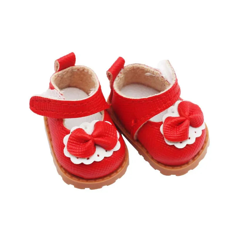 1 pair Multi Colours Labubu Doll Shoes Labubu Bow Shoes for 17cm Labubu Accessories Doll Finger Shoes Doll Leather Shoes