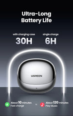 UGREEN Wireless Bluetooth Earphones Semi-Open ANC Adaptive Active Noise Cancelling Earbuds LDAC Hi-Res Audio Headphones Headset