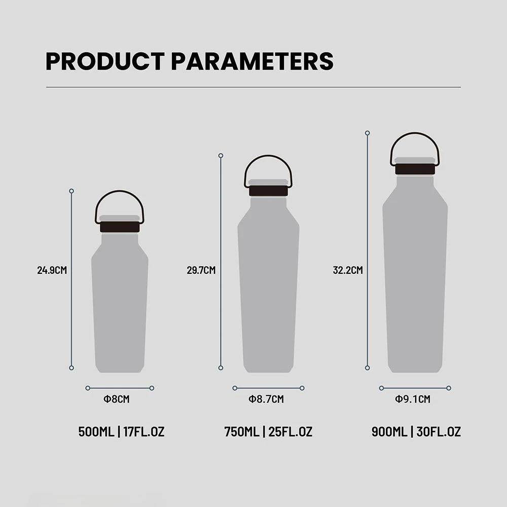 Tyeso Stainless Steel Vacuum Insulated Water Bottle Portable Durable  Leak-Proof for Outdoor Sports Matte Finish Carry Handle