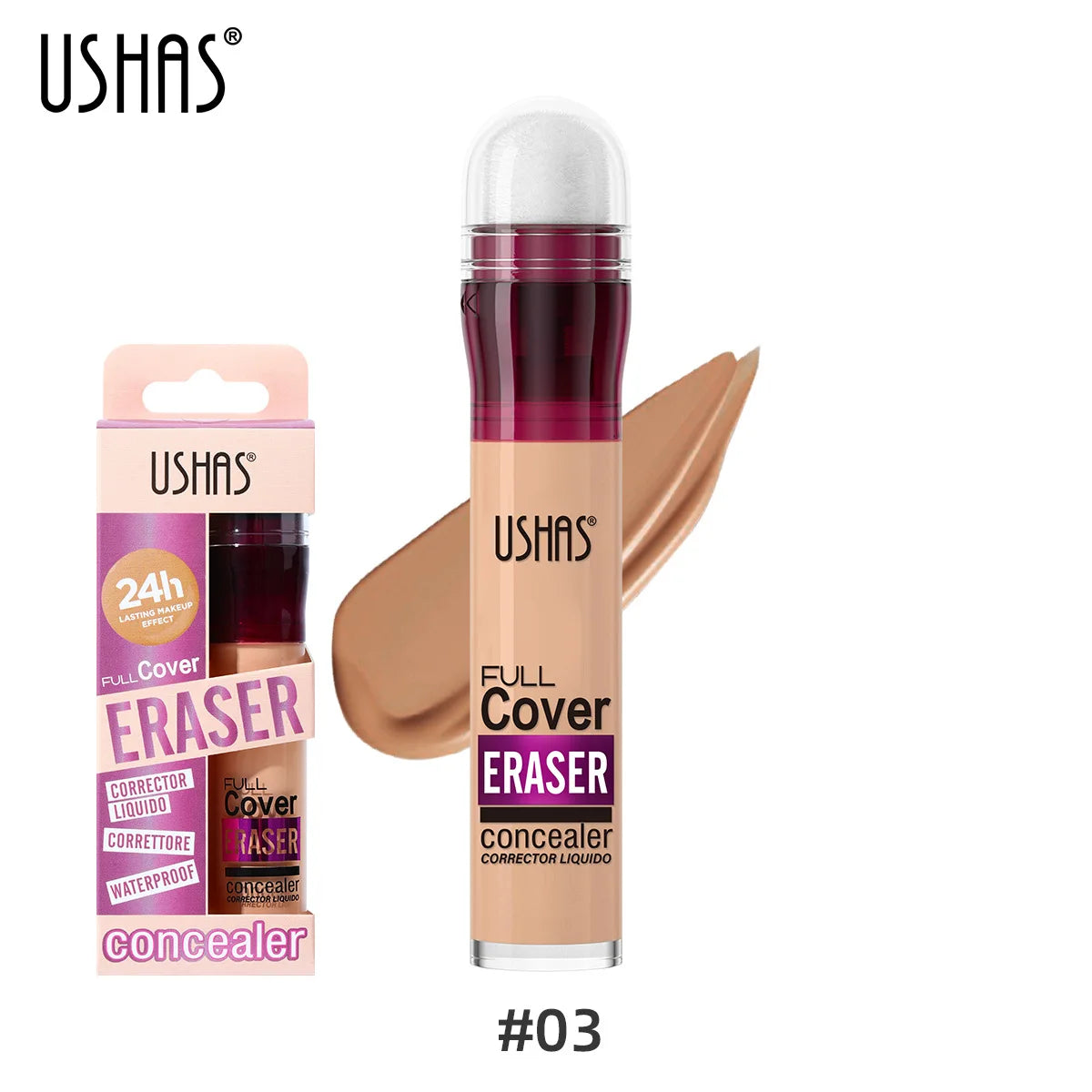 USHAS Sponge Tip Foundation Holding Concealer No Makeup Removal Waterproof Concealer 12 Colours Available