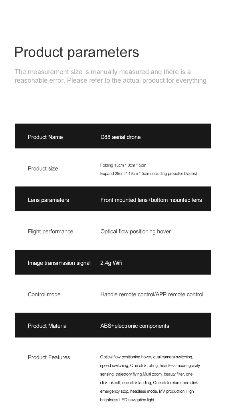 Xiaomi D88 Drone HD 8K Dual Camera Professional Aerial Photography Optical Flow Hovering Gesture Shooting Folding Quadcopter ﻿