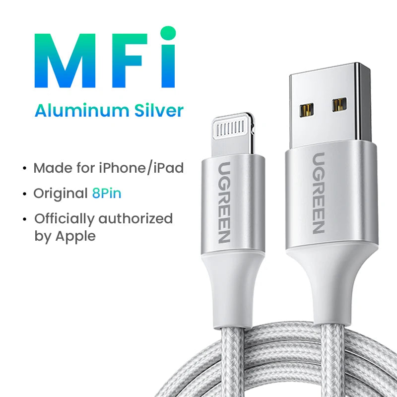 UGREEN MFi USB Cable for iPhone 14 13 12 Pro Max 2.4A Lightning Fast Charging Phone Data Cable for iPhone for iPad