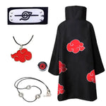 Cartoon Embroidered Standing Collar Red Cloud Cloak Robe Costume Men Kid Halloween Role Play with Rings Headdress Necklace Props