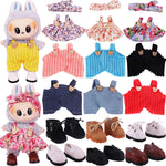 For 17Cm Plush Doll Labubu Clothes Accessories Pants Skirts Cute Overall Doll Shoes Leather Shoes Martin Boots Holiday Gifts