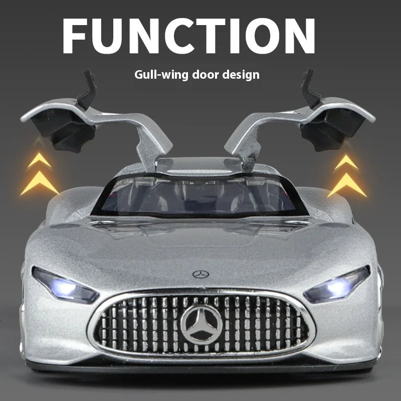 1:32 Batmobile Vision GT AMG Super Concept Car Diecast Metal Alloy Model Car Pull Back Sound And Light Bat Custom Edition Friend