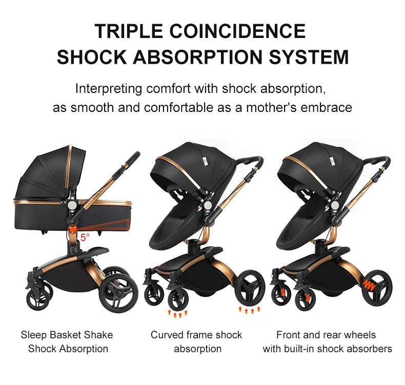 3 in 1 Lightweight High Landscape Baby Stroller Cart Carriage for Newborn Luxury Pushchair