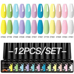 MEET ACROSS 12Pcs Gel Nail Polish Set 7.3ml Pink Blue Neon Macaron Color for Nails UV Gel LED Nail Art  Varnish Manicure Kit
