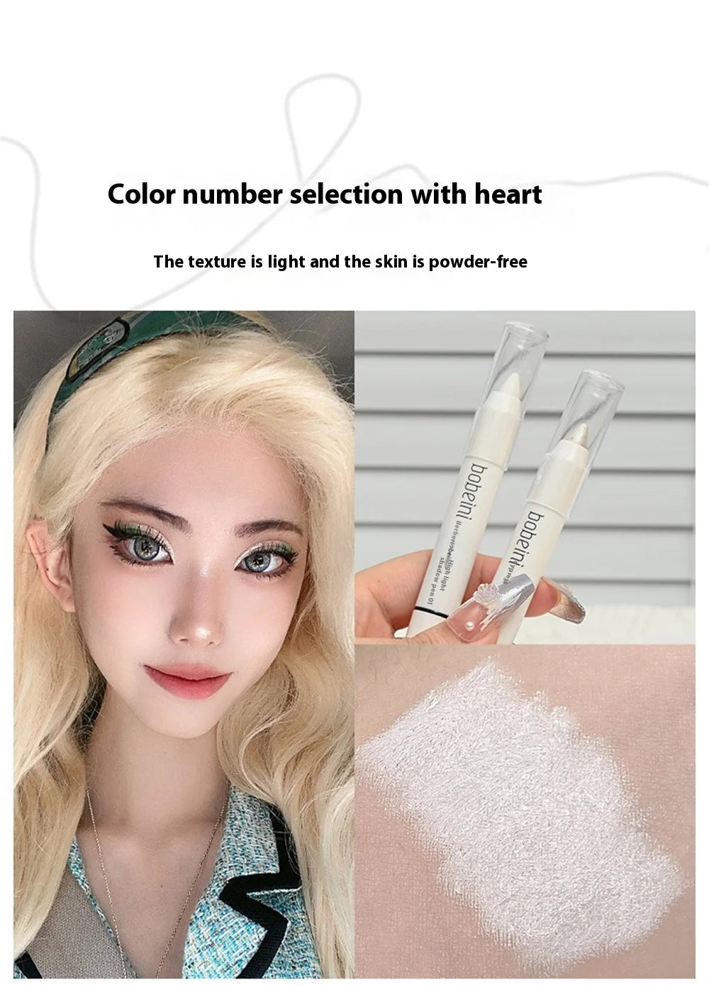 Eye Makeup Highlighter Pencil, Undereye Brightener Pencil, Dual-End Eye Shadow Stick, Smudge-Proof Eye Makeup Face Contouring