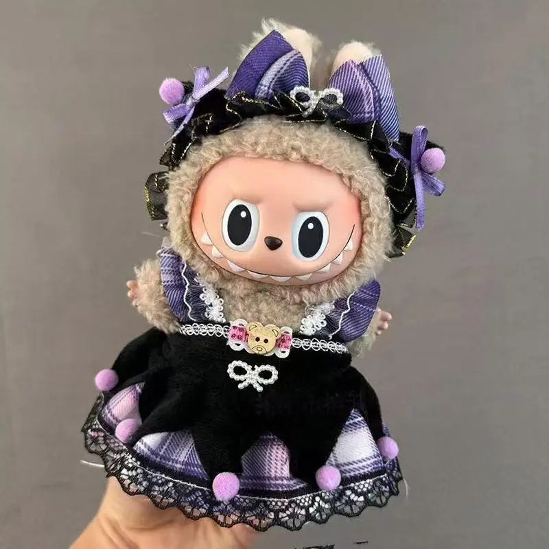 For 17cm Labubu V2 V1 Purple Dress Doll Clothes Outfit Accessories Idol Doll Clothing for Kid Gift Labubu Ropa