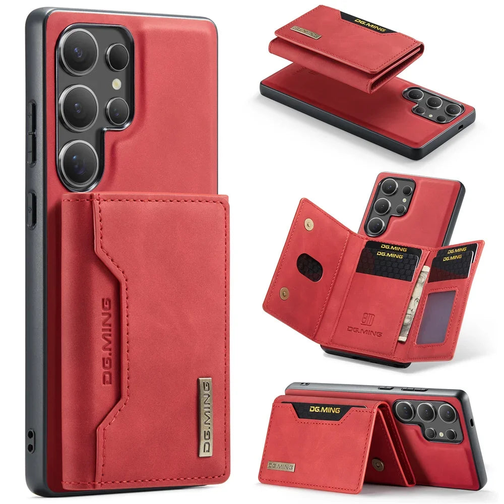 2 In 1 Case For Samsung Galaxy S25 S24 S23 S22 Ultra FE Note 20 A56 A36 A55 5G Wallet Magnetic Leather Card Holder Pocket Cover