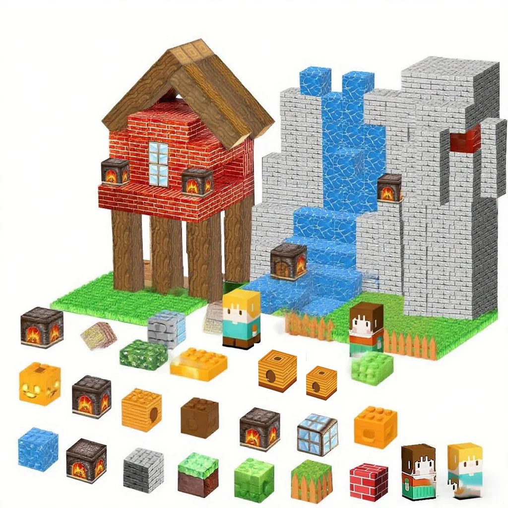 Magnetic Building Blocks Mine World Cube Magnet Set for Kid Age 3+ DIY Model Children Exercise thinking and Creativity Gift Doll
