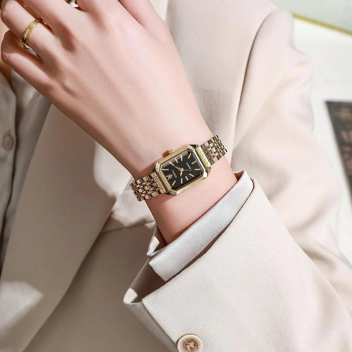 Fashionable Classic Five Bead Bracelet Watch Square Women's Fashion Watch Goddess Essential