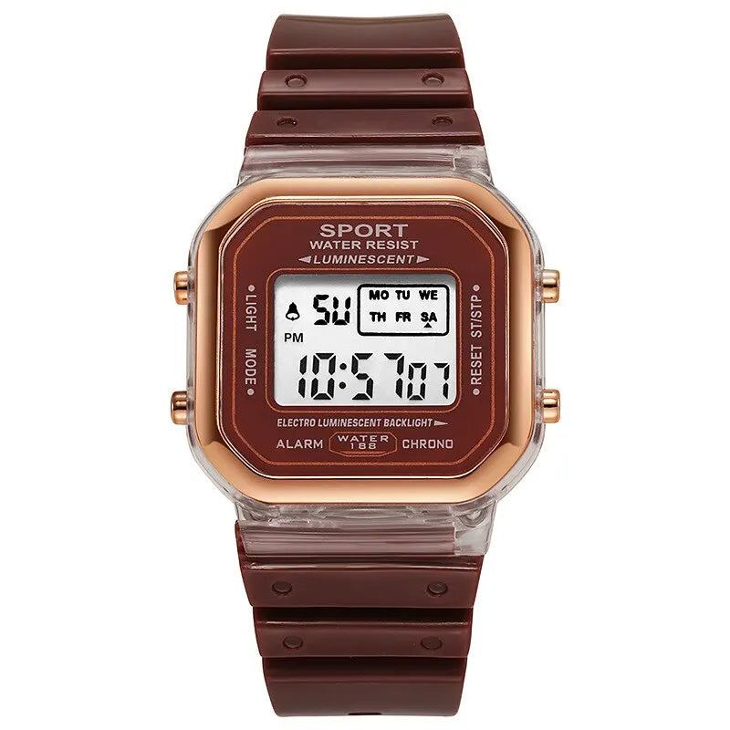 New Fashion Digital Student Transparent Electronic Watch Candy Multicolor LED Women Men Sports Waterproof Watches Clock Gift