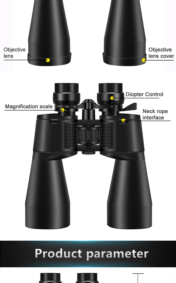 Borwolf 10-380X100  High Magnification Long Range Zoom 10-60 Times Hunting Telescope Binoculars  HD Professiona  Zoom