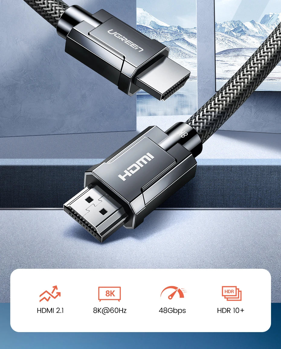 UGREEN HDMI 2.1 Cable 8K 60Hz 48Gbps Earc Ultra High-Speed HDMI-Compatible Cable for Xiaomi TV Box Laptop Projector PS4 PS5