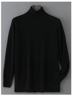 Men's 100% Pure Wool Pullover Sweater For Autumn Winter High Collar Knitted Long Sleeved Loose Solid Color Casual Simple Warmtop