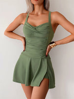 Solid Two Pieces Swimsuit 2025 Women Ruched Tankini