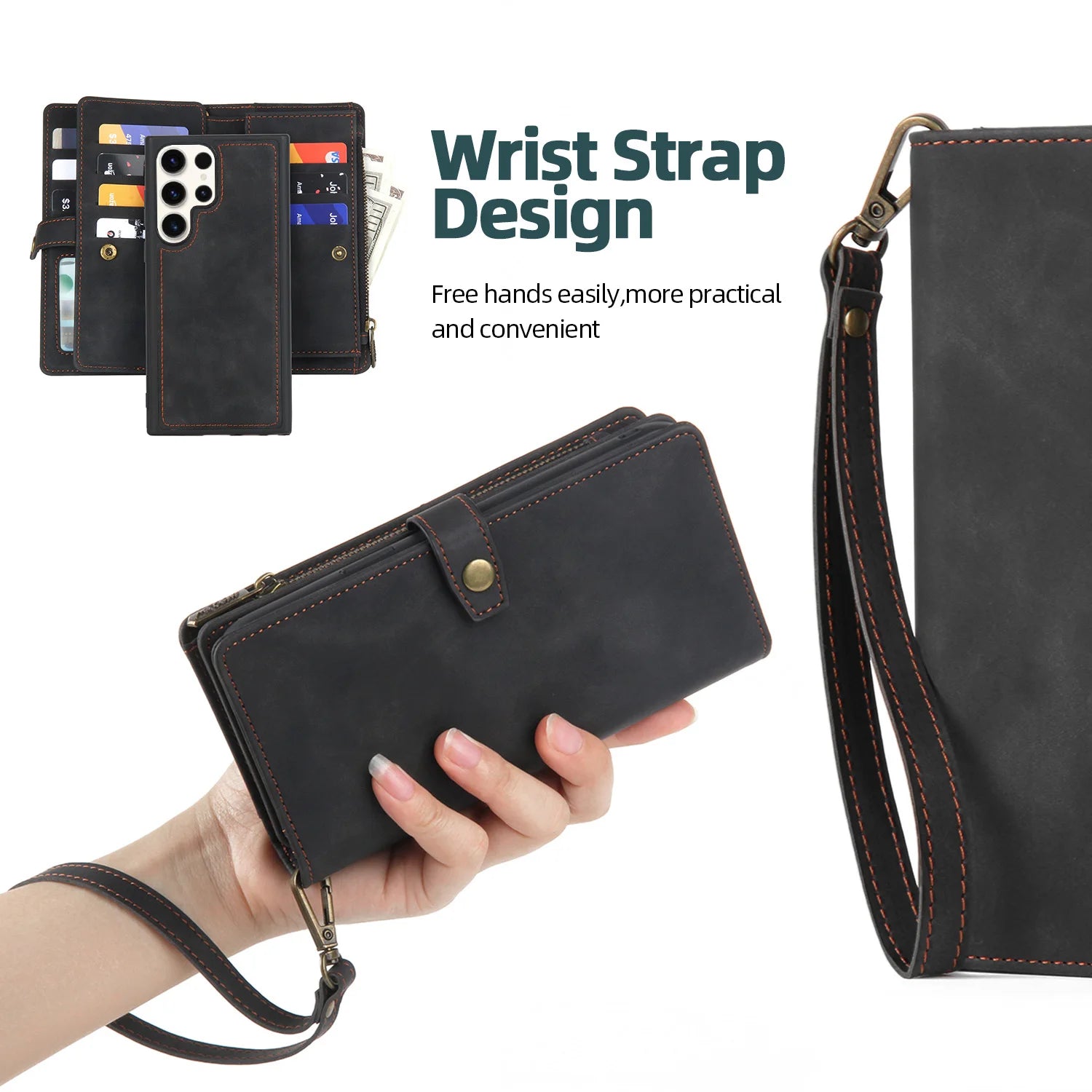 for Samsung Galaxy S23 S22 Ultra S21 S20 FE Plus A14 A34 54 A12 A33 A52 A53 A72 A73 Multifunctional Wallet Leather Case Cover