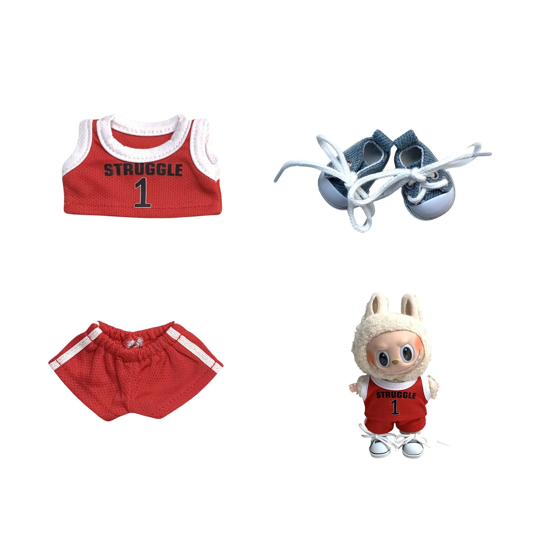 Clothes for Labubu  Basketball Player Clothing Kawaii Mini Plush Doll Clothes Doll Cute Athlete Idol Doll Accessories
