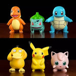 Pokemon Figures Set 6PCS Pikachu Charmander Bulbasaur Squirtle Kawaii Collectible Dolls Toys for Kids Gift