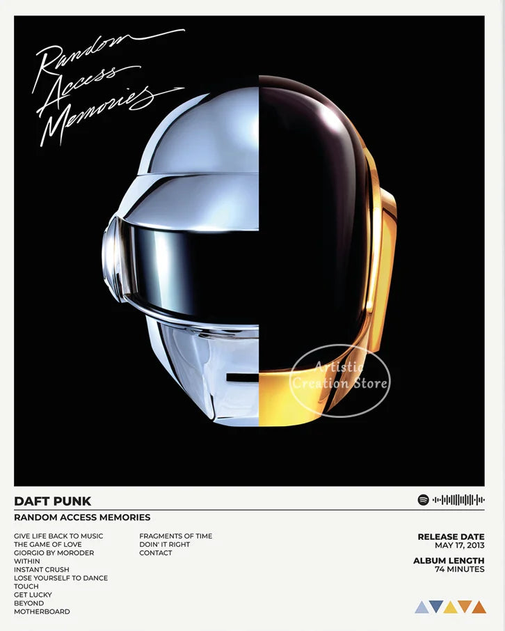 Around The World Daft Punk Poster Retro Canvas Painting Prints Wall Art Minimalist Modern Living Room Wall Art Home Decor Gifts