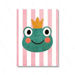 Tiger Lion Frog Bear Cat Balloon Funny Animals Posters Prints Wall Art Canvas Neutral Nursery Pictures for Baby Kids Room Decor