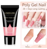 LIMEGIRL 30ml Nail Extension Gel Glitter Soak Off Nail Acrylic Crystal Build Poly UV Gel for Nails Quick Extension Manicure Glue
