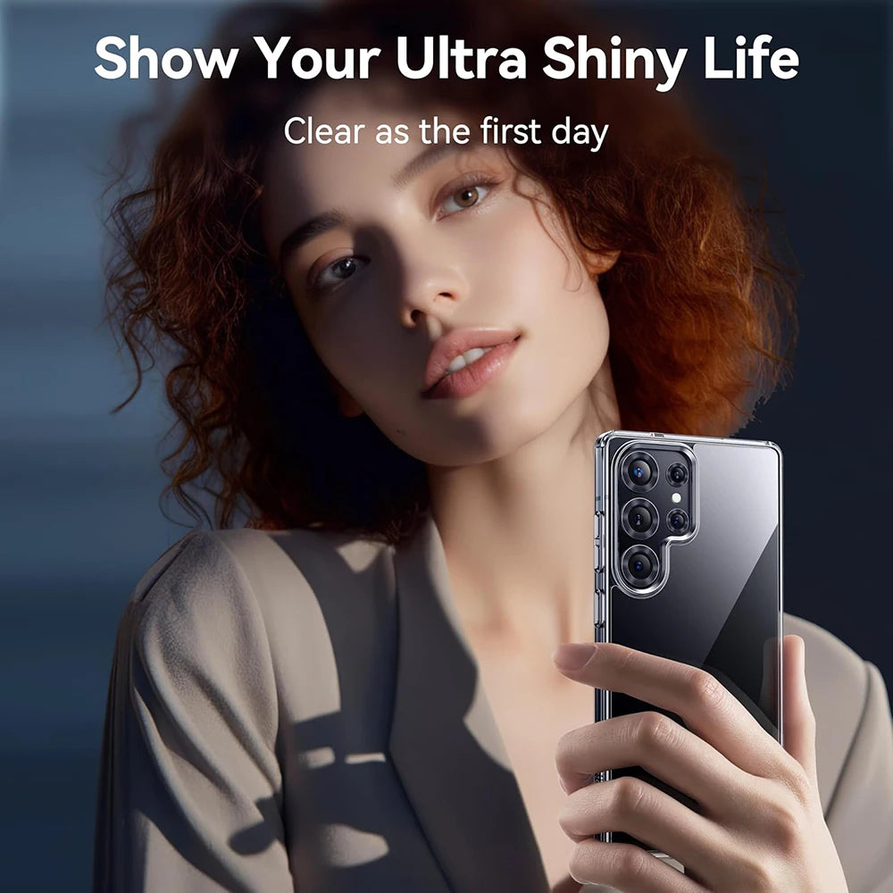 Shockproof Hard Case For Samsung Galaxy S25 Ultra S25+ Plus Hybrid Crystal Clear Acrylic Cover For S25ultra 25 Silicone Soft She