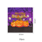 Halloween Disposable Tableware Horror Pumpkin Ghost Purple Plates Napkins Cups Tablecloth Halloween Party Home Decor Supplies
