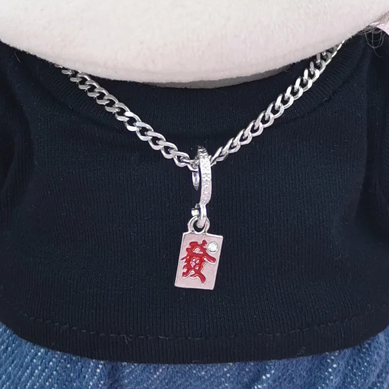 for 17CM Labubu Doll Accessories Mini Diy Hearts Shape Necklace Dress Up Plush Toy Cross Necklace Dollhouse Hanging Neck Pendant