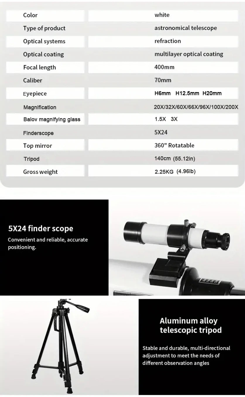 BORWOLF  F40070M  Professional High-definition Astronomical Telescope 200X To See The Moon and Stars Bird Watching Monocular