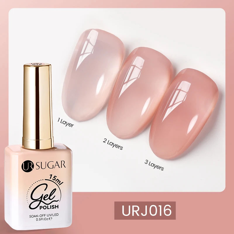 UR SUGAR 15ml Blood Red Jelly Gel Nail Polish Translucent Color Crystal Nude Gel Nail Art Varnish For Fall Winter Manicure