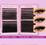 GROINNEYA DIY Lash Clusters Set Mixed Tray Lashes Kit Fluffy Individual Lashes Extension with Lash Bond and Seal At Home Makeup