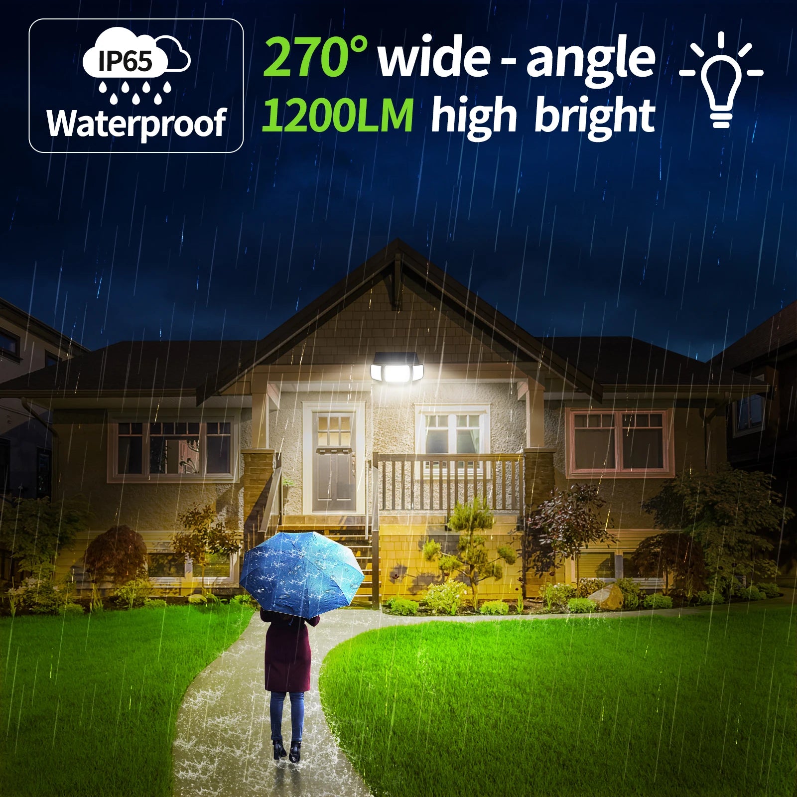 Intelamp Solar Outdoor Light with Motion Sensor, Waterproof Bright Wall Lamp for Garden, Yard, Path, Garage, Stairs, Porch