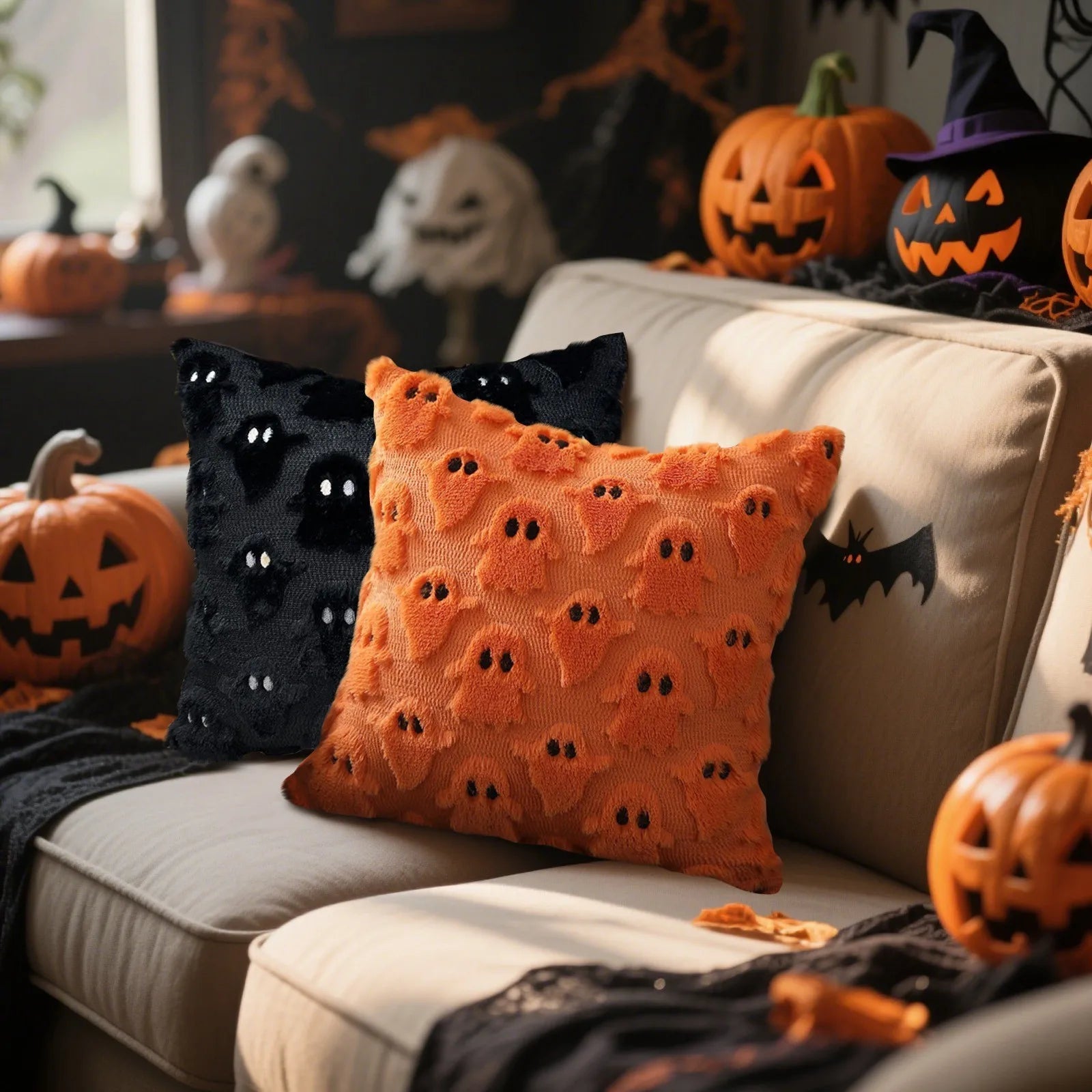 New Halloween Ghost Pillow Cover Soft Couch Cushion Case   Home Decoration Halloween Party Decoration Festival Gift