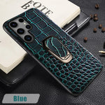 Genuine Cowhide Leather Bracket Phone Case For Samsung Galaxy S24 S23 Ultra S23 Plus S24Ultra S22Ultra Back Cover with Ring