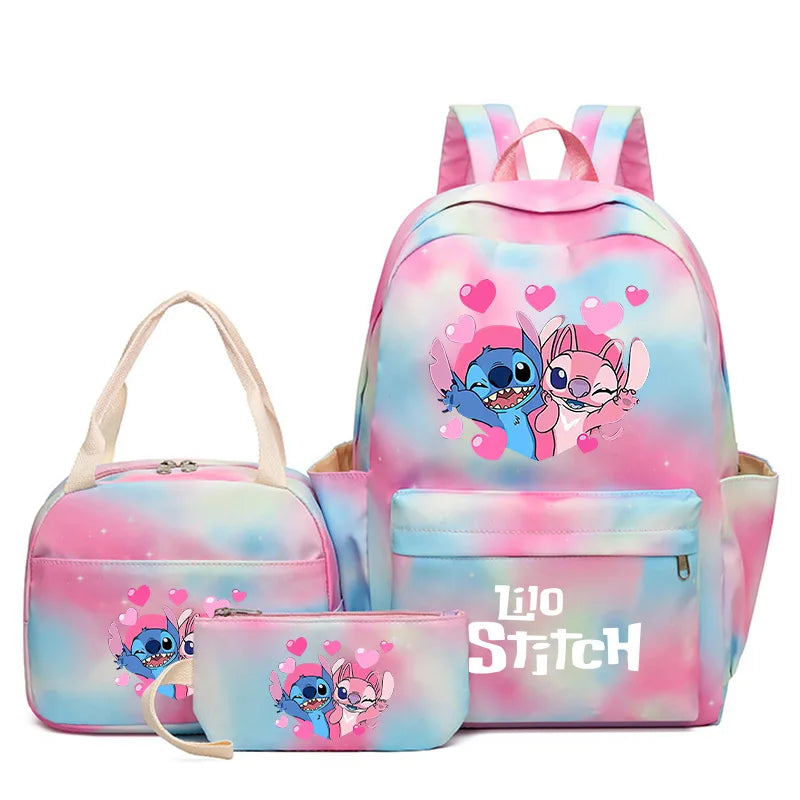 3Pcs/set Disney Lilo Stitch Backpack for Boy Girl Teenager Student Back To School Schoolbag Lunch Bag Women lovely Rucksack Gift